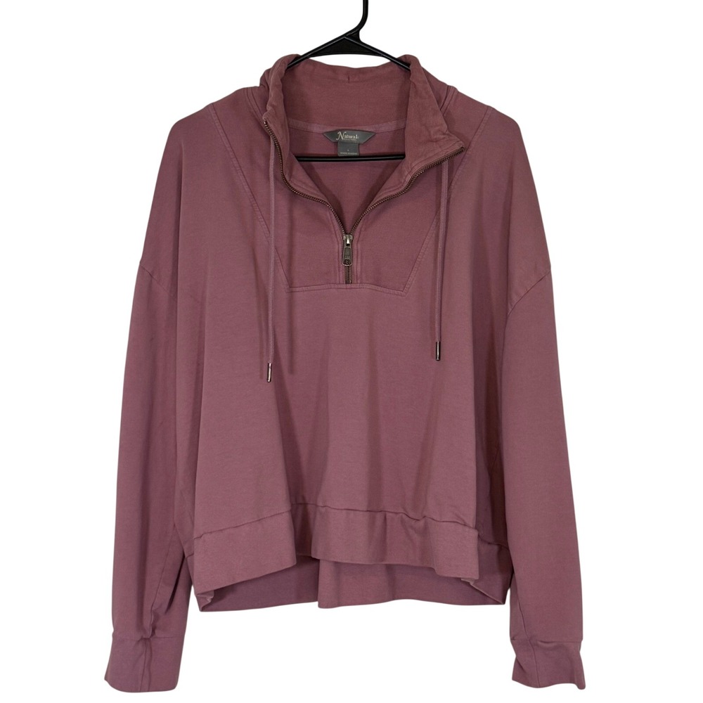 Natural Reflections Mauve Quarter Zip Long Sleeve Pullover Sweatshirt Size Large
